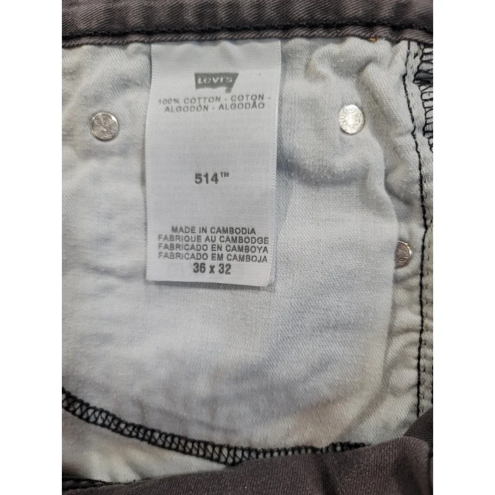 Levi's 514 Straight Fit Men's 36x32 Gray Denim Jeans Casual Cotton Pants